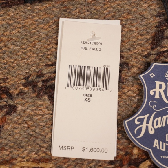 RRL Double RL Ralph Lauren Hand-Knit Fair Isle & Mallard Cardigan XS Brand New - Picture 9 of 13